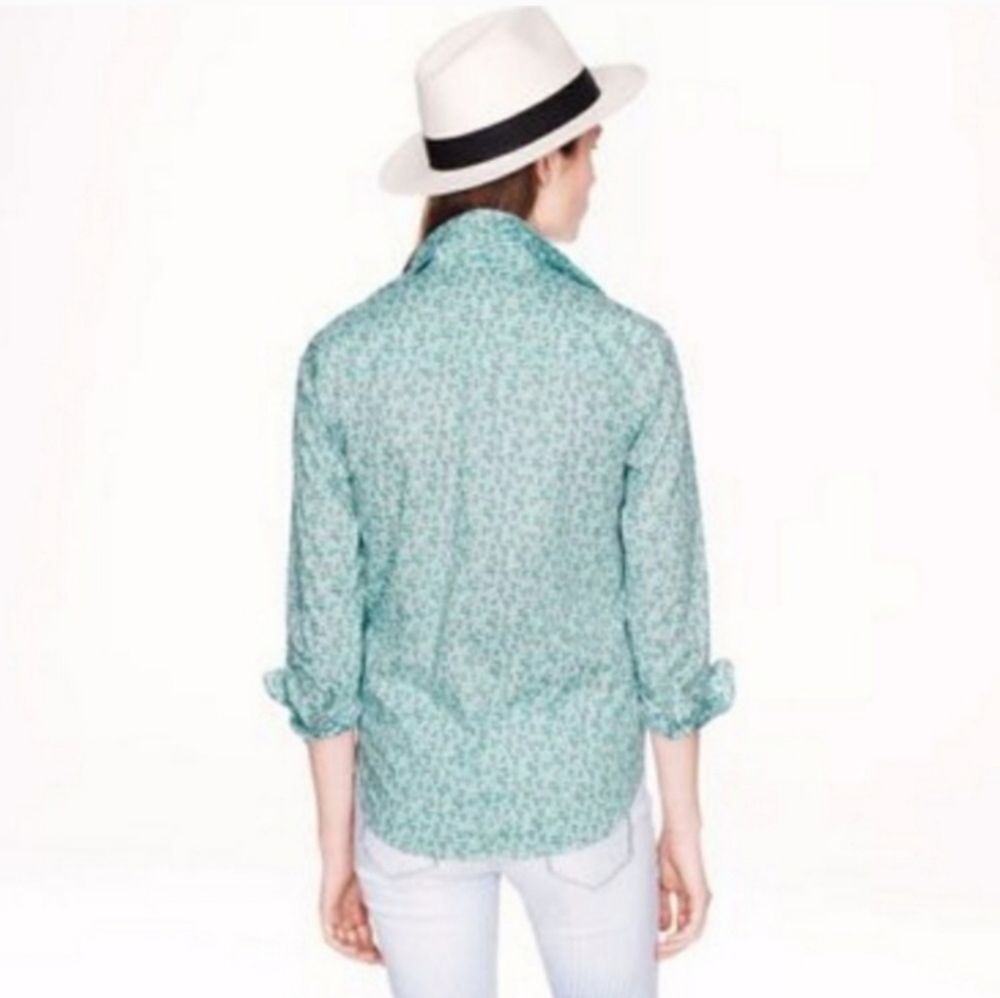 J. Crew Flowerpatch Popover Button Front Long Sle… - image 3
